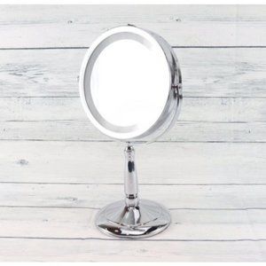 Magnifying Lighted Vanity Makeup Mirror on Pedestal